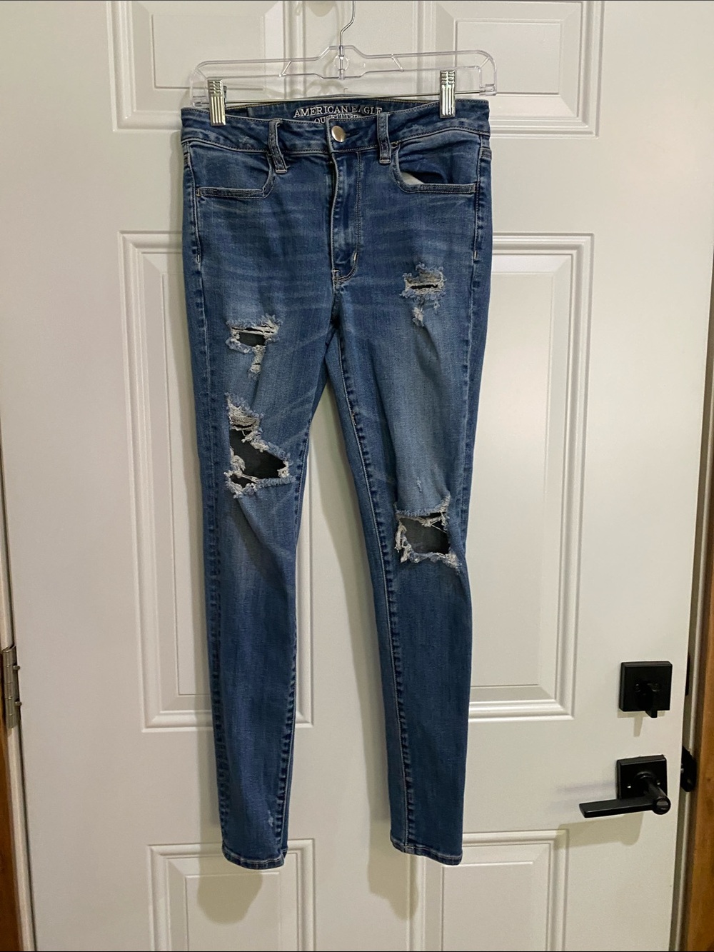 American Eagle Outfitters Blue Distressed Skinny Jeans